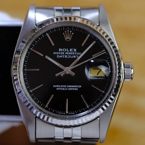 Rolex Datejust Factory Black Dial 36mm Watch - Picture 1 of 6